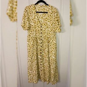 Madewell Yellow and White Floral Midi Dress